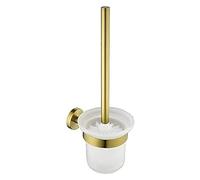 INFJMH Brosse WC et supports dorés, Porte-brosses de toilettes murales en verre, Brosses et supports de toilettes en acier inoxydable, Accessoires de salle de bains peu encombrants, Balai WC