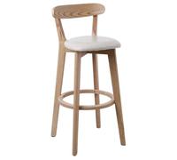 INFJMH Chaises Chaise de Bar en Bois avec Dossier 71 cm de Haut, Tabouret de Bar de comptoir de Cuisine, Chaise de Bar scandinave for Bistro, pub, café, île Comptoir(Wit)