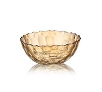 INFJMH Corbeille Bol à fruits décoratif en verre cristal, bol de service rond, support à fruits de comptoir, panier de rangement for centres de table, décoration d'intérieur bol(Amber,25x11cm)