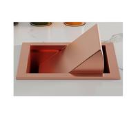 INFJMH Couvercle de poubelle encastré en acier inoxydable for plan travail, avec trappe à bascule dissimulée et goulotte déchets pivotante(Rose Gold)