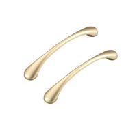INFJMH Lot de 2 poignées placard avec vis, boutons tiroir en forme d'arc, alliage zinc Compatible with cuisine et chambre à coucher(Gold,96mm)