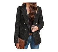 INFJMH Veste Blazer en Tweed pour Femme avec Poches, décontractée, Manches Longues, Ouverte sur Le Devant, Double Boutonnage, Costume de Travail