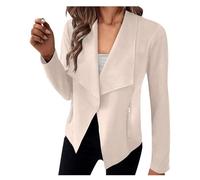 INFJMH Veste en Simili Cuir suédé pour Femme, Manteau Blazer Court décontracté léger à Revers Ouvert sur Le Devant avec Poches