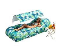 Inflatable Air Lounger with Sun Shade - No Pump Camping Air Sofa for Outdoor Relaxation | Lightweight Nylon Blow Up Couch, Portable Wind Inflated Seating Beach Camping Hiking Picnic Backyard Travel