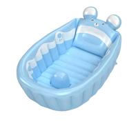Inflatable Bath Tub, Foldable Babies Bathtub, Non Slip Air Shower Basin, Lightweight Portable Baby Pool, Ideal for Boys, Girls, Kids, Children, Travel Use, Backyard, Blue Colored