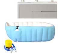 Inflatable Bathtub Baby, Blow Up Baby Tub, Foldable Shower Basin, Easy Use Foot Pump, 38.58x25.2x11.02 Inches, Portable Lightweight Design, Ideal for Nursery Care, Home, Hotel, Outdoor Trips, Bathroom