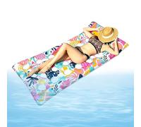 Inflatable Bed Pool - Tropical Leaf Print Sunbathing Chair | with Headrest