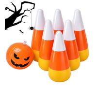 Inflatable Bowling Set - Halloween Game, 6 Pumpkin Pins 1 Ball for Kids | Pins 10x30cm Ball 20cm | 6 Pumpkin Pins 1 Ball Set | PVC Material, Blow Up Throwing Game for Preschool, Party