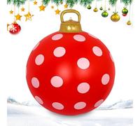 Inflatable Christmas Ornaments - 24Inch Holiday Balls for Outdoor Decor | PVC Material with Bold Red White Design, Eye-Catching Display Prop, Ideal for Yard Garden Porch Party Winter Scene Setup