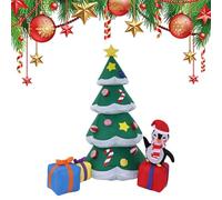 Inflatable Christmas Tree - 5.9ft Lighted Outdoor, Inflatable Christmas Tree with Built-in LED Lights, Penguin and Gift Box Theme | Festive Blow Up Decoration for Lawn, Garden, Patio, Porch, Home, Yar