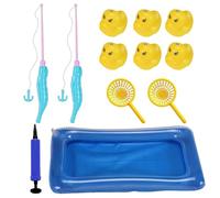 Inflatable Fishing Game - Table Bathtub Kiddie Pool | Magnetic Fishing Set, Floating Ducks Bath Time, Floating Ducks for Stocking Stuffers Summer Beach Vacation Birthday Event