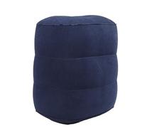 Inflatable Foot Rest Pillow, Inflatable Travel Foot Rest with Double Valve, Washable PVC Flocking Airplane Foot Rest for Air Travel Office Home Use, Blue