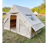 Inflatable Glamping Tent 4-5 Person Large Bell Outdoor Yurt Tents, Easy Setup Waterproof Breathable Oxford Canvas Teepee Tents 4-Season for Family Camping Hiking Vision