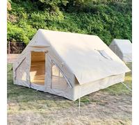 Inflatable Glamping Tent 4-5 Person Large Bell Outdoor Yurt Tents, Easy Setup Waterproof Breathable Oxford Canvas Teepee Tents 4-Season for Family Camping Hiking Vision