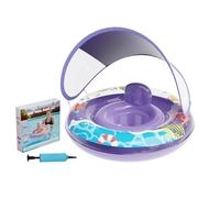 Inflatable Kids Pool Float, Breathable Swim Ring with Detachable Canopy, 30x28 inch Tube with Safety Seat, Heavy Duty Polymer, Or Beach River Summer Party Play Outdoor Inside Dock Games Surfing Water