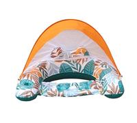 Inflatable Lounge Chair with Canopy | PVC, Large Size, Blue/White | Adult Pool Float with Sun Shade for Swimming Pool & Lake | Floating Water Lounger for Relaxation, Sunbathing & Drinks