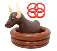 Inflatable Party Cooler | PVC, 29.9in X 29.9in X 25.9ín, Cow Shape | Toss Ring Game Beverage Bucket For Outdoor Party, BBQ, Pool | Floating Drink Ice Tub With 4 Rings