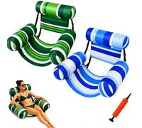 Inflatable Pool Float for Adults, Blow Up Pool Lounge Chair with Seat and Backrest, Floating Chair for Pool, Lake, Beach and Summer Water Relaxation (2PCS - C)
