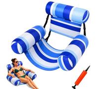 Inflatable Pool Float for Adults, Blow Up Pool Lounge Chair with Seat and Backrest, Floating Chair for Pool, Lake, Beach and Summer Water Relaxation (Blue Stripe)