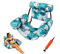 Inflatable Pool Float for Adults, Blow Up Pool Lounge Chair with Seat and Backrest, Floating Chair for Pool, Lake, Beach and Summer Water Relaxation (Grass Green Monstera Leaf)