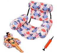 Inflatable Pool Float for Adults, Blow Up Pool Lounge Chair with Seat and Backrest, Floating Chair for Pool, Lake, Beach and Summer Water Relaxation (Orange Leaf)