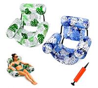 Inflatable Pool Float for Adults, Blow Up Pool Lounge Chair with Seat and Backrest, Floating Chair for Pool, Lake, Beach and Summer Water Relaxation (2PCS - B)