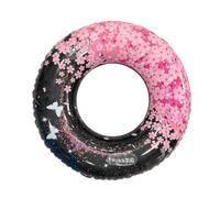 Inflatable Pool Float with Handles, Cherry Blossoms Sequin Swimming Ring