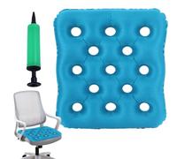 Inflatable Seat Cushion, Portable AirFilled Seat Pad with Pump, Lightweight and Breathable Waffle Cushion for Long Sitting, Office, Travel, Wheelchair, 16.93x16.93 inches