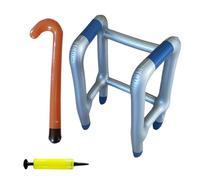 Inflatable Walker - 82cm Prank Walking Frame | PVC Novelty Cane, Blow Up Old Man Costume Accessories with Manual Air Pump for Retirement Party Halloween Carnival and Senior Gag Gift Prop