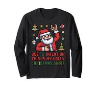 Inflation C'est ma Chemise de Noël Moche Santa Pixel Funny Manche Longue