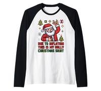Inflation C'est ma Chemise de Noël Moche Santa Pixel Funny Manche Raglan