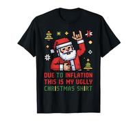 Inflation C'est ma Chemise de Noël Moche Santa Pixel Funny T-Shirt