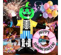 InfleasJoiy Couronne de zombie en forme de pastèque de 1,8 m, décoration gonflable avec lumières LED intégrées, convient pour l'intérieur, l'extérieur et les fêtes sur la pelouse