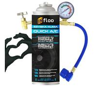 INfloo Quick A/C R1234yf - Fluide Frigorigène 185g + Flexible avec Manomètre | Recharge Climatisation Auto depuis 2017 | Clapet Anti-retour + Gants