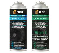 INfloo Quick A/C - Substitut du R134a 5en1 + gaz réfrigérant sans HFC - avec huile, colmatant, traceur UV et déshydratant + gants - kit recharge clim voiture 1994-2016
