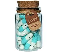 INFMETRY Lot de 50 pilules pour relation longue distance, message préécrit dans une capsule, jolies notes, cadeaux d'anniversaire, de Saint-Valentin, pour elle, lui, petit ami, petite amie (longue