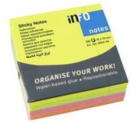 info notes cube de notes repositionnables 75x75 mm, couleurs noir