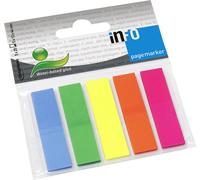 inFO notes Marqueurs de page à feuille 12 x 44 mm couleurs assorties 5 blocs de 25 bandes
