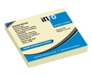 INFO NOTES Note repositionnable Power Notes, 75x75 mm, Jaune Noir