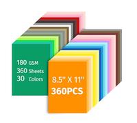 INFOOD 360 feuilles de papier cartonné coloré en vrac, 21,6 x 27,9 cm, 30 couleurs assorties pour impression, fabrication de cartes, loisirs créatifs, fournitures scolaires et de bureau, décorations