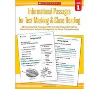 Informational Passages For Text Marking & Close Reading: Grade 1