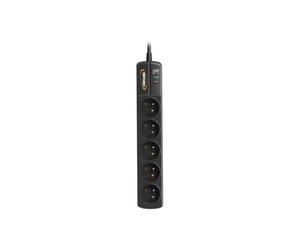 INFOSEC S5 Black Line II - Parasurtenseur - CA 250 V - 2500 Watt - 5 connecteur(s) de sortie - 1.5 m
