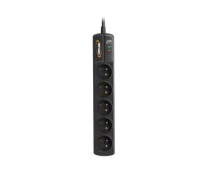 INFOSEC S5 Black Line II - Parasurtenseur - CA 250 V - 2500 Watt - 5 connecteur(s) de sortie - 1.5 m