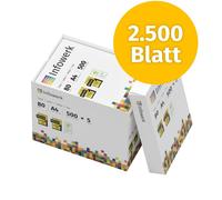 Infowerk Papier d'impression Papier à copier 2500 feuilles 5 x 500 A4 80g Premium Blanc Vainqueur du test PEFC