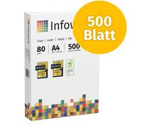 Infowerk Papier d'impression Papier à copier 500 feuilles 1 x 500 A4 80g Premium Blanc Vainqueur du test PEFC