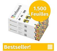 Infowerk Papier pour imprimante et photocopieur 1500 feuilles 3 x 500 A4 80 g blanc premium certifié PEFC