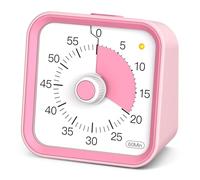InfPokid Minuteur Visuel Timer Enfant avec Fonction Pause, Compte à Rebours de 60 Minutes Minuteur Enfant pour Salle de Classe, études, Cuisine, Silencieux Gestion du Temps pour Le TDAH (Rose)