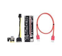 INFRI 500 PCS VER009S Plus PCI-E Riser Card PCIE 1X vers 16X Extender 1M 0.6M Câble USB 3.0 6Pin vers SATA Alimentation pour Carte vidéo (Blanc)