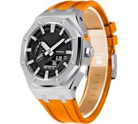 INFRI Boîtier de montre en métal et bracelet en caoutchouc - Lunette de montre en acier inoxydable - Bracelet en caoutchouc compatible avec gm2100 ga2100/2110-Mod Kit 5e génération, Ga2100/2110, Agate