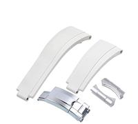 INFRI Convient pour bracelet de montre en caoutchouc 20 mm, 21 mm avec boucle argentée et joints en arc.(White,21mm)